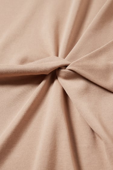 Dámské - Pouzdrové šaty s detailem uzlu - béžová