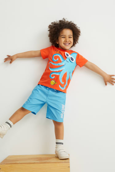Enfants garçons - Dino - bermudas - couleur changeante - turquoise clair