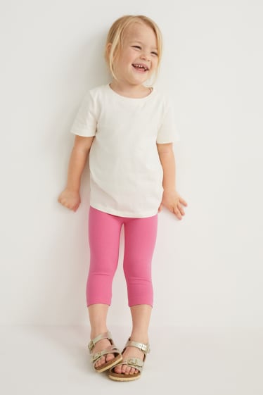 Kinderen: meisjes - Set van 3 - capri legging - fuchsiarood