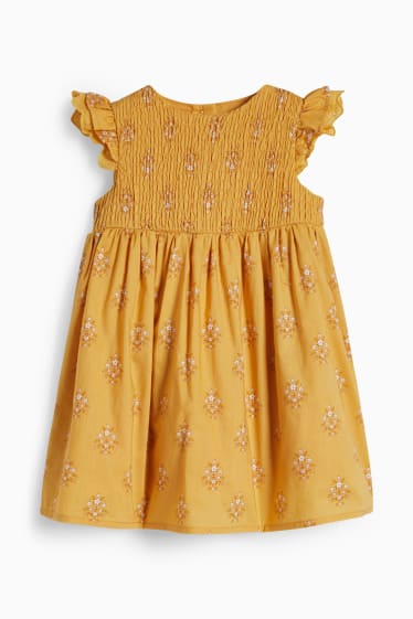 Bébés - Robe pour bébé - à fleurs - jaune