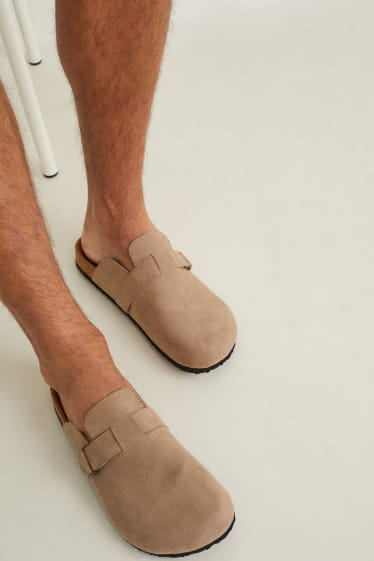 Herren - Sandalen - Velourslederimitat - beige