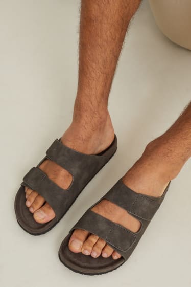 Bărbați - Sandale - imitație de piele întoarsă - gri închis
