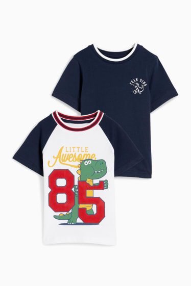 Bambini - Confezione da 2 - dinosauri - t-shirt - bianco