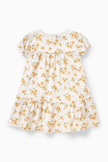 Baby: meisjes - Babyjurk - gebloemd - crème wit