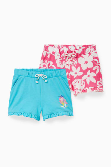 Kinderen: meisjes - Set van 2 - shorts - fuchsiarood