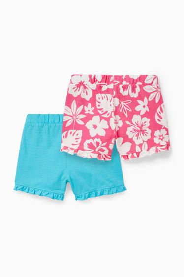 Kinderen: meisjes - Set van 2 - shorts - fuchsiarood