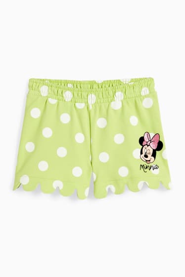 Kinderen: meisjes - Minnie Mouse - sweatshorts - met stippen - lichtgroen