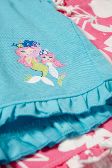 Kinderen: meisjes - Set van 2 - shorts - fuchsiarood