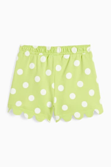 Kinderen: meisjes - Minnie Mouse - sweatshorts - met stippen - lichtgroen