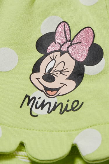 Kinderen: meisjes - Minnie Mouse - sweatshorts - met stippen - lichtgroen