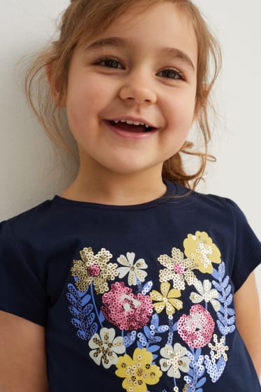 Bambine - Confezione da 2 - maglia a maniche corte - blu scuro