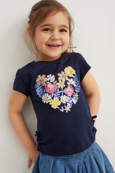 Bambine - Confezione da 2 - maglia a maniche corte - blu scuro