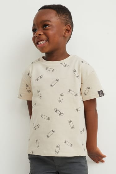 Children - Short sleeve T-shirt - patterned - light beige