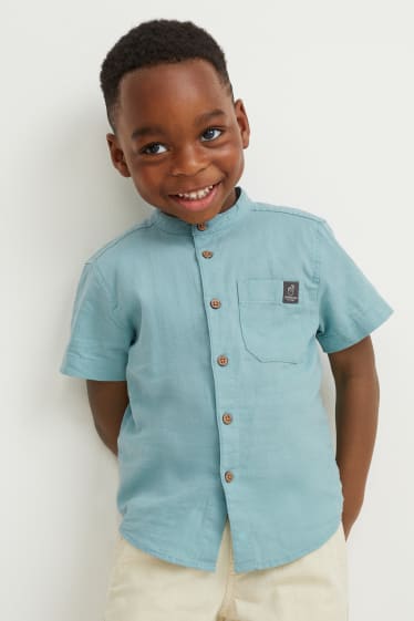 Children Boys - Shirt - linen blend - mint green