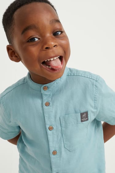 Children Boys - Shirt - linen blend - mint green