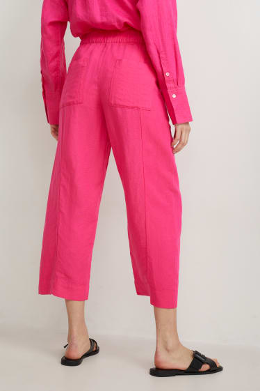 Mujer - Culotte - high waist - wide leg - mezcla de lino - fucsia