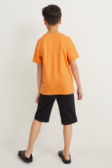 Kinder - Set - Kurzarmshirt und Sweatshorts - 2 teilig - orange