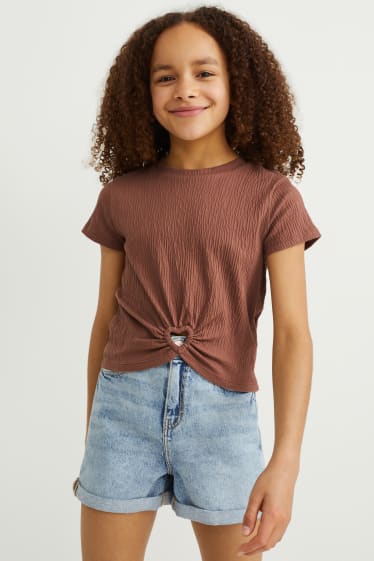 Kinderen: meisjes - T-shirt - bruin