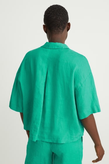 Dames - Linnen blouse - lichtgroen