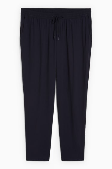 Femei - Pantaloni de stofă - talie medie - tapered fit - albastru închis