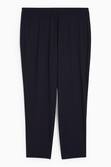 Femei - Pantaloni de stofă - talie medie - tapered fit - albastru închis