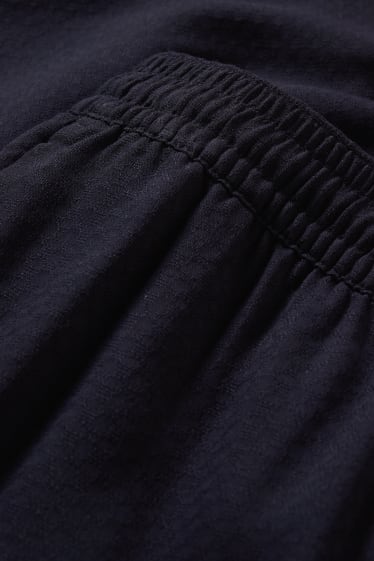 Dámské - Plátěné kalhoty - mid waist - tapered fit - tmavomodrá