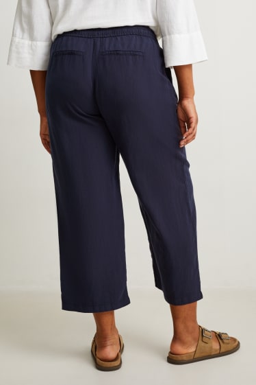 Femmes - Pantalon de toile - mid waist - comfort fit - bleu foncé