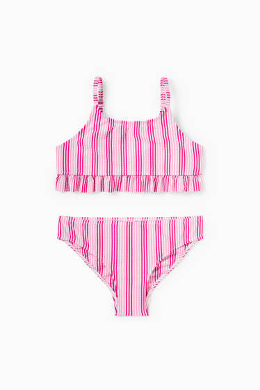 Kinderen: meisjes - Bikini - 2-delig - gestreept - lichtpaars