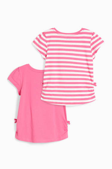 Kinderen: meisjes - Set van 2 - T-shirt - fuchsiarood