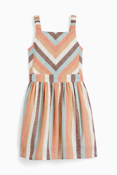 Children Girls - Dress - striped - cremewhite