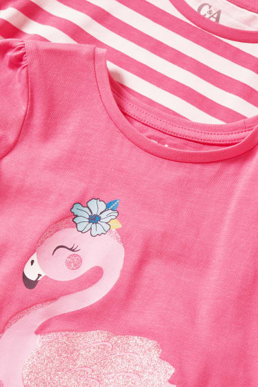 Kinderen: meisjes - Set van 2 - T-shirt - fuchsiarood