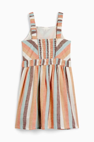 Children Girls - Dress - striped - cremewhite