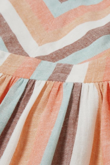 Children Girls - Dress - striped - cremewhite