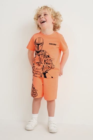 Enfants garçons - Star Wars: The Mandalorian - ensemble - haut manches courtes et short - orange