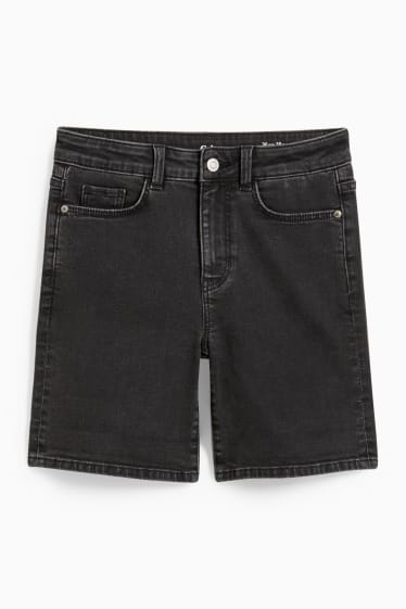 Dámské - Džínové šortky - mid waist - LYCRA® - džíny - tmavošedé