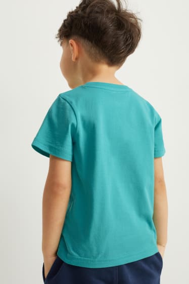 Niños - Pack de 3 - excavadoras - camisetas de manga corta - turquesa