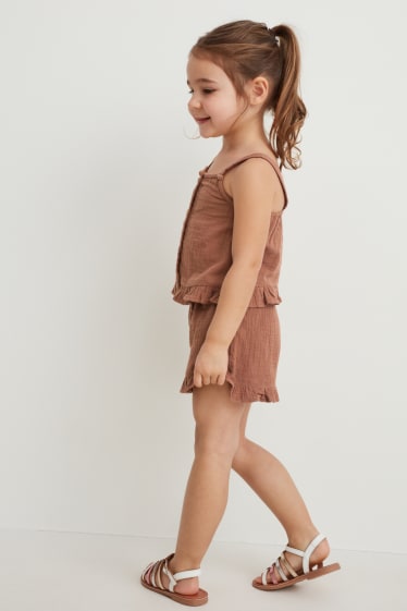 Copii - Fete - Set - top și pantaloni scurți - 2 piese - maro închis