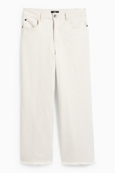 Damen - Wide Leg Jeans - High Waist - beige