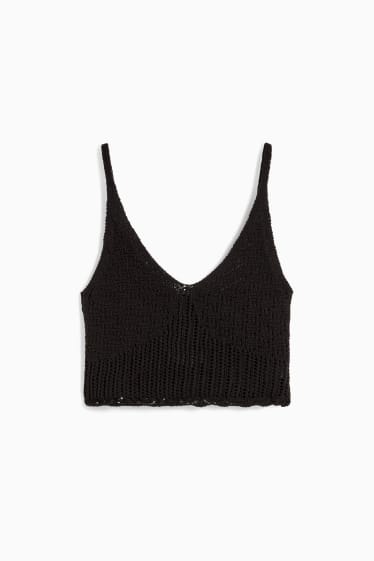 Damen - CLOCKHOUSE - Crop Strick-Top - schwarz