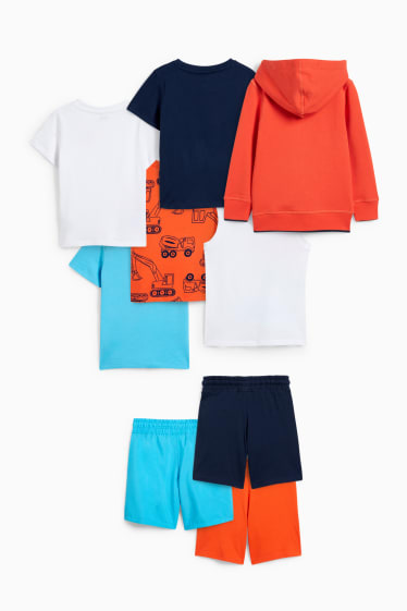 Bambini - Set - 4 t-shirt, top, felpa con zip e 3 shorts - blu scuro