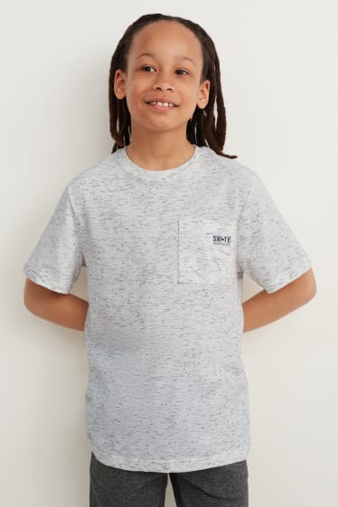 Dětské - Multipack 4 ks - tričko s krátkým rukávem - šedá-žíhaná