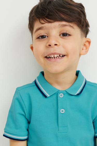 Kinderen: jongens - Set van 2 - poloshirt - turquoise