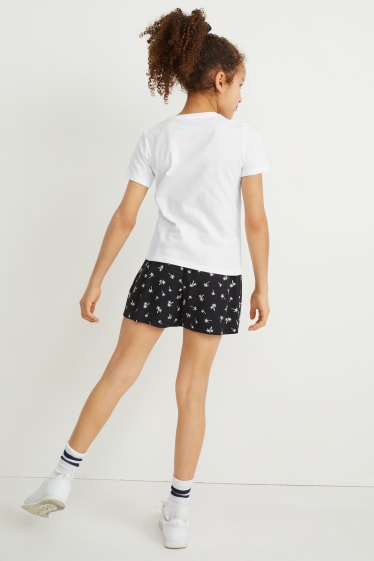 Kinderen: meisjes - Set - T-shirt, rok en scrunchie - 3-delig - wit