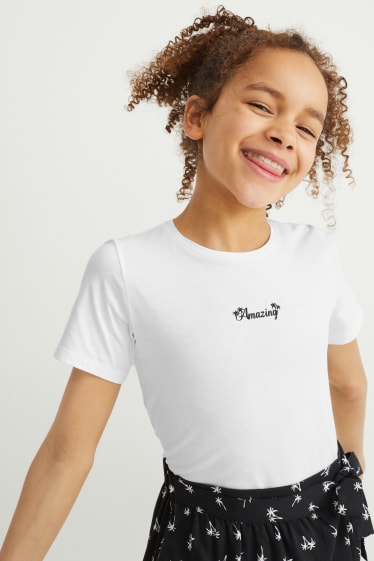 Kinderen - Set - T-shirt, rok en scrunchie - 3-delig - wit