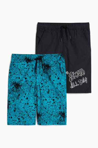 Kinderen: jongens - Set van 2 - shorts - turquoise