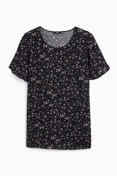 Femmes - Chemisier - à fleurs - noir