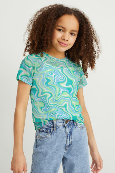 Niños - Conjunto - camiseta de manga corta y top - 2 piezas - verde menta