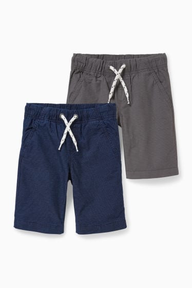 Enfants garçons - Lot de 2 - bermudas - à rayures - bleu / gris
