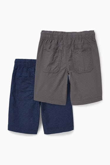 Enfants garçons - Lot de 2 - bermudas - à rayures - bleu / gris