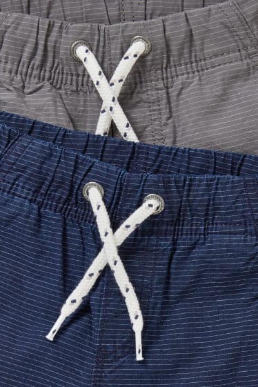 Enfants garçons - Lot de 2 - bermudas - à rayures - bleu / gris